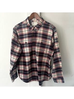 Tilley Tuff Flannel Plaid Button-Down Work Shirt for Men Black, Pink & Cream- XL